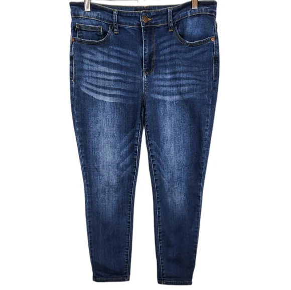 Judy Blue Relaxed Fit Angie Straight Leg Jeans Cropped Stretch Dark Wash 31 - Picture 2 of 10